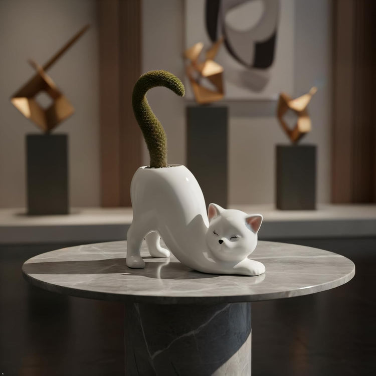 Purr-fectly Potted: The Cat-astrophic Ceramic Planter for Your Tiny Green Friends!