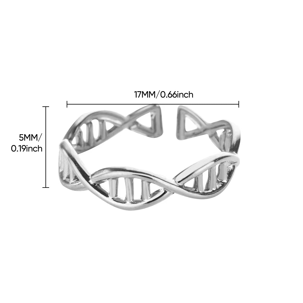 Elegant Vintage DNA Spiral Stainless Steel Rings for Women - Aesthetic Femme Jewelry Band