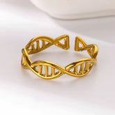 Elegant Vintage DNA Spiral Stainless Steel Rings for Women - Aesthetic Femme Jewelry Band