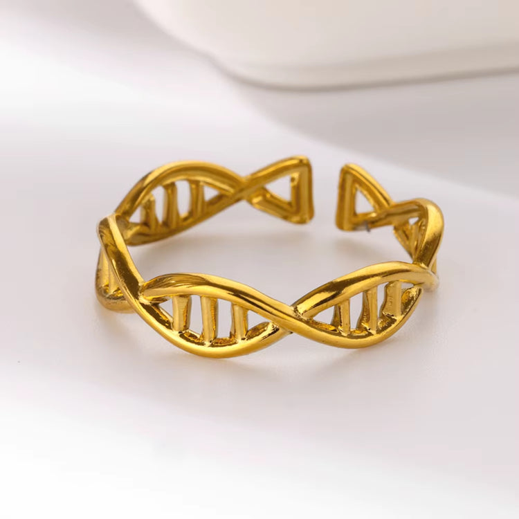 Elegant Vintage DNA Spiral Stainless Steel Rings for Women - Aesthetic Femme Jewelry Band