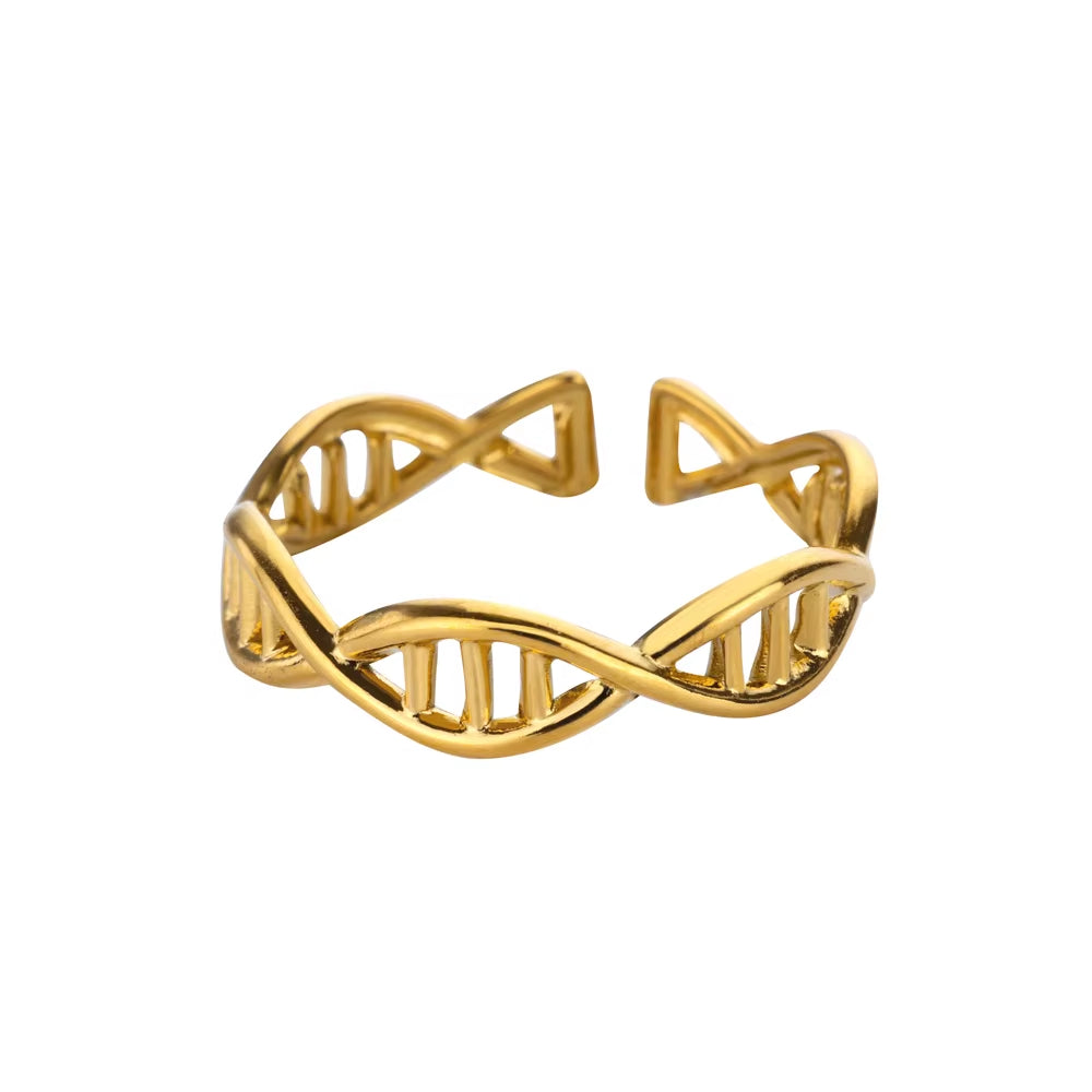 Elegant Vintage DNA Spiral Stainless Steel Rings for Women - Aesthetic Femme Jewelry Band