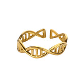 Elegant Vintage DNA Spiral Stainless Steel Rings for Women - Aesthetic Femme Jewelry Band