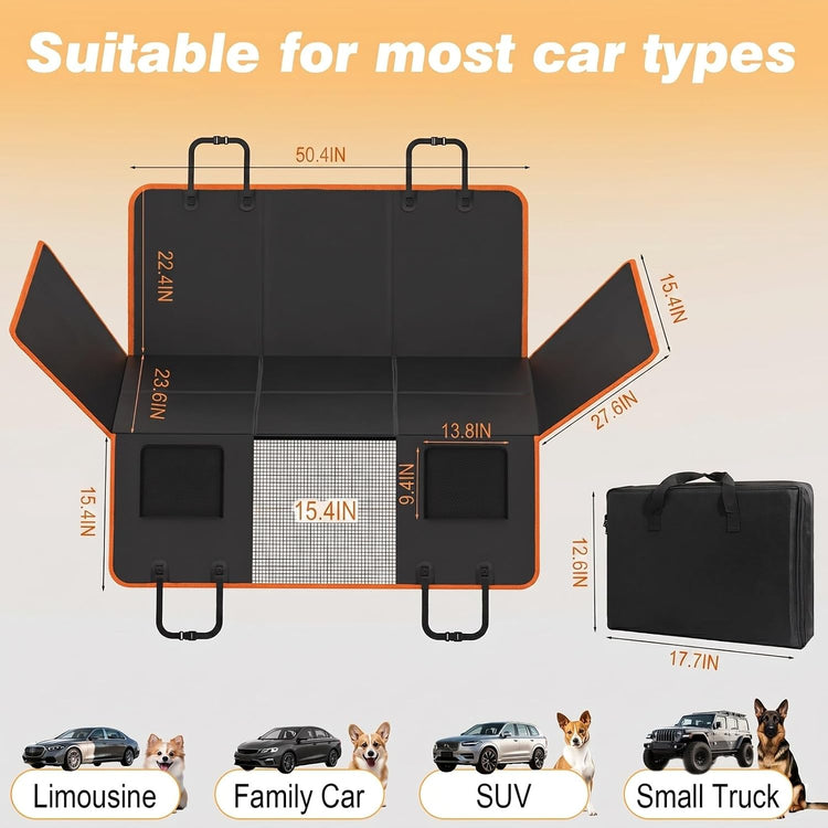 Premium PU Leather Dog Car Seat Cover with Extra 45% Space - Hard Bottom for Ultimate Comfort