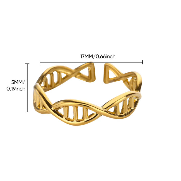 Elegant Vintage DNA Spiral Stainless Steel Rings for Women - Aesthetic Femme Jewelry Band