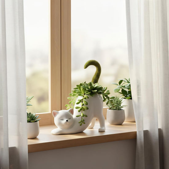 Purr-fectly Potted: The Cat-astrophic Ceramic Planter for Your Tiny Green Friends!