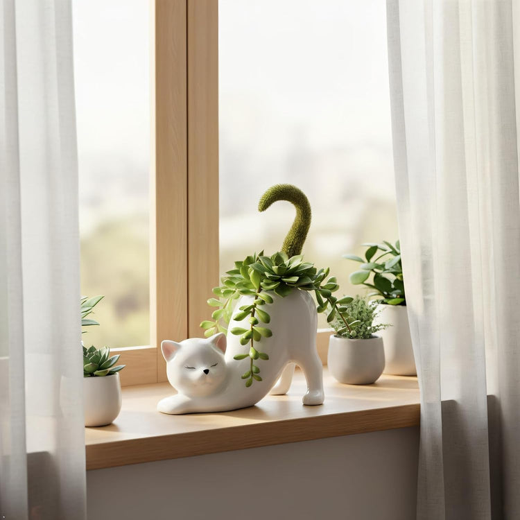 Purr-fectly Potted: The Cat-astrophic Ceramic Planter for Your Tiny Green Friends!