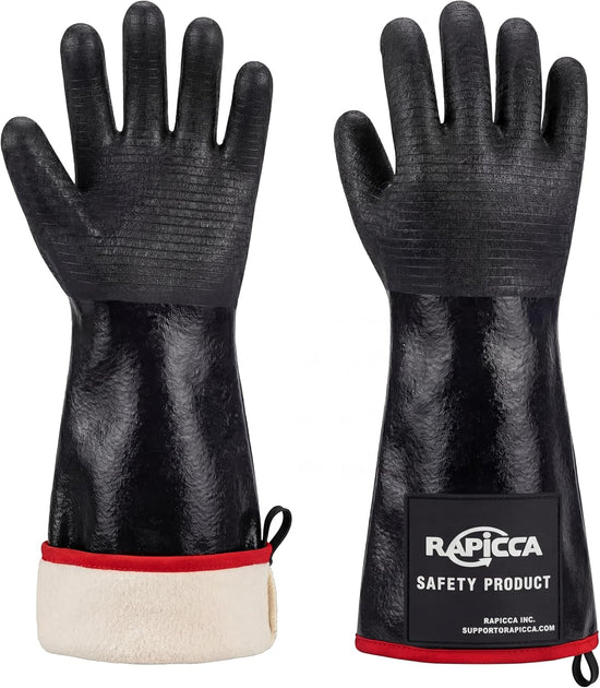 Ultimate BBQ Grill Gloves - 932°F Heat Resistant Neoprene, Extra Large 14" for Maximum Protection