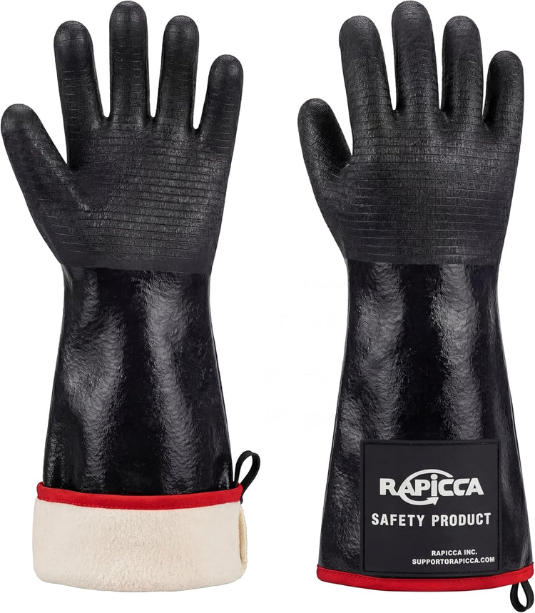 Ultimate BBQ Grill Gloves - 932°F Heat Resistant Neoprene, Extra Large 14" for Maximum Protection