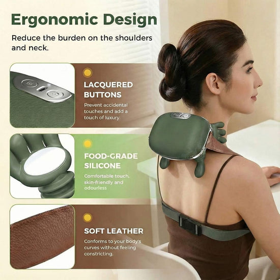 2026 Upgraded 4D Neck, Back and Shoulder Massager, Bionic Heated Massager, Shiatsu Kneading & Fingers Traction for Deep Tissue, Wireless Portable Massager for Pain Relief and Muscle Relaxing